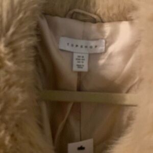 TOPSHOP fur jacket. Lined, pockets, new with tags